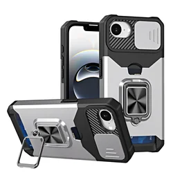 Sleek Black Magnetic Sliding Case with Heavy Duty Protection - iPhone 13 Mini (White)