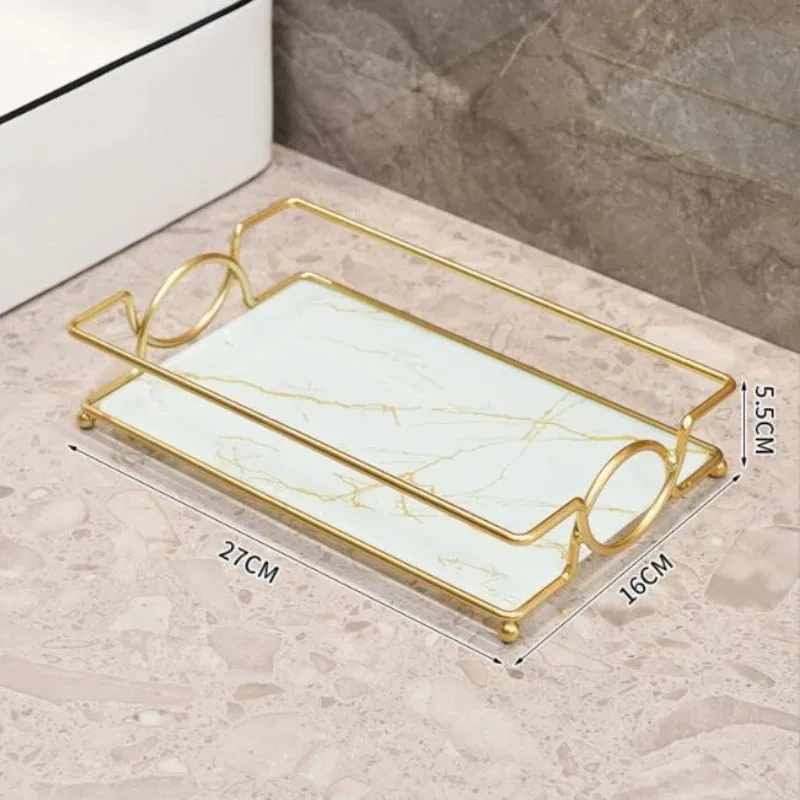 Square Storage Tray Home Living Room Coffee Table Tea Cup Storage Plate Glass Tray Aromatherapy Organizer Home Decor
