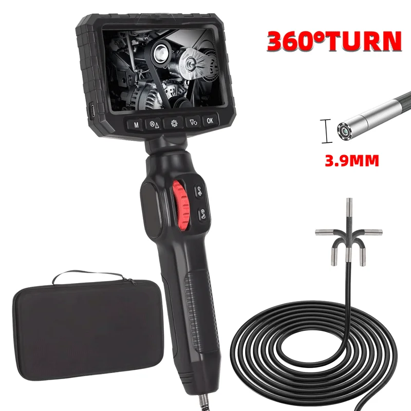 Endoscope Camera with Light 3.9 mm 4.3 Inch with 6 LED,IP67 Waterproof 2 m Semi-Rigid CableFor Automotive Repair Plumbing Inspec 1
