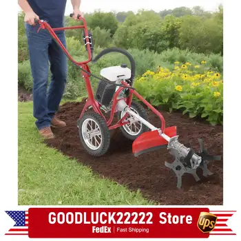 Gasoline Cultivator, 4 Stroke 4HP 3 in 1 Hand Push Tiller for Garden, Multi-Functional for Weeding, Lawn Mowing, Soil Loosening 1