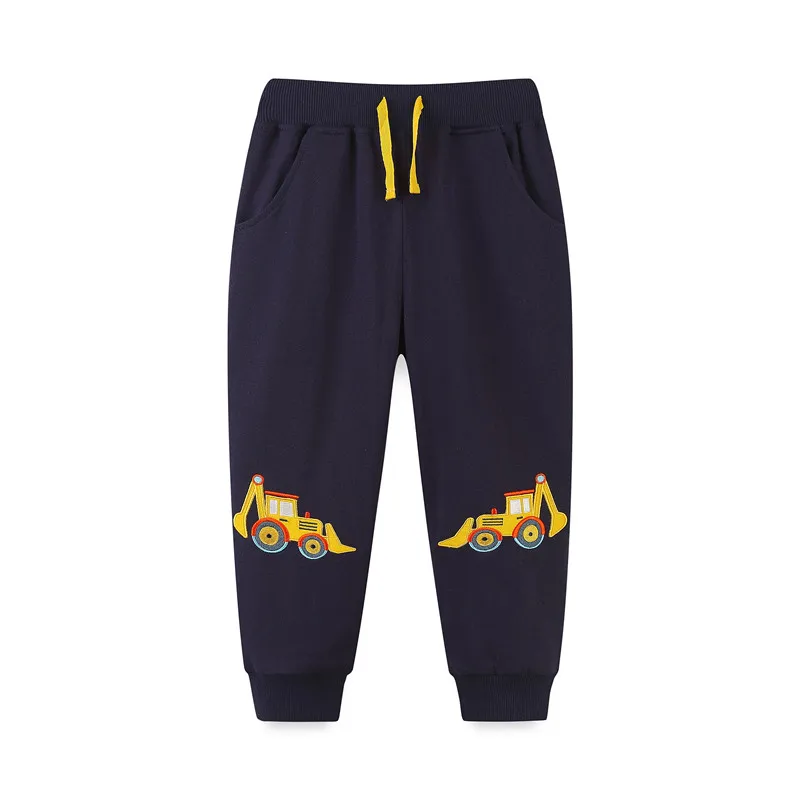 

Jumping Meters 2-7T Boys Sweatpants Applique Children's Clothing Full Length Drawstring Cartoon Embroidery Baby Trousers