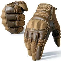 Enhanced Touchscreen PU Leather Motorcycle Racing Gloves with Non - slip Protective Gear - XL (Brown)