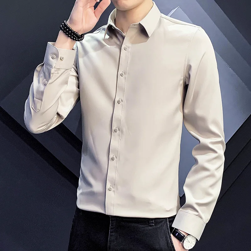 Fashion Solid Color Long Sleeve Casual Shirts Men's Clothing 2023 Spring Autumn New Oversized Loose All-match Tops Korean Shirt