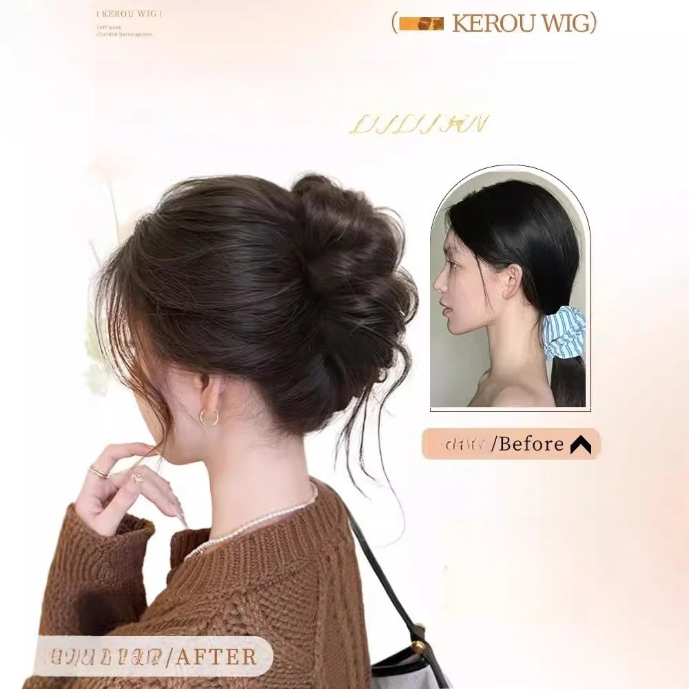 합성 가발, 천금색 번즈, 꽃봉오리 머리 모양, 우아한 헤어 스타일링 도구, 사실적인 헤어, 인터넷 유명인 하이 크라운 탑
