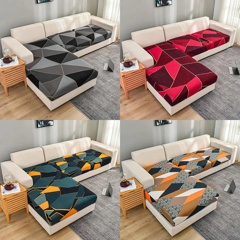 Elastic Sofa Covers for Living Room, Geometric Couch Cover, Pets Corner, L Shaped, Chaise Longue, Slipcover, 1Pc