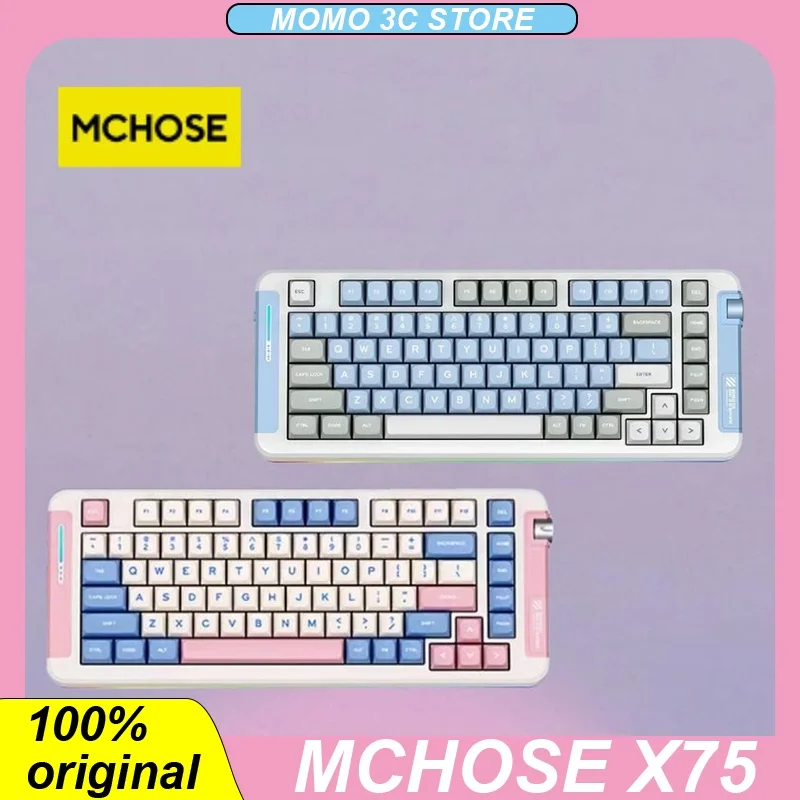

MCHOSE X75 Mechanical Keyboard 2.4g Tri-mode Wireless Keyboards Bluetooth RGB Hot Swap Gasket PBT PC E-Sports Gamer Accessory