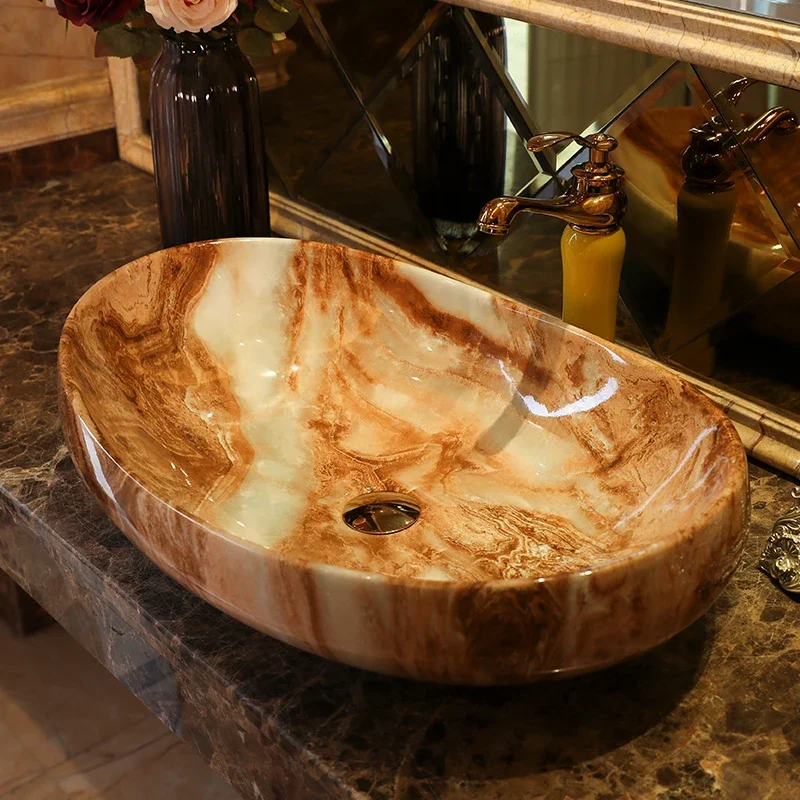 European Countertop Basin Bathroom Sinks Washbasin Ceramic Bathroom Washbasins Hotel Art Basin Home Balcony Small Washing Sink 3