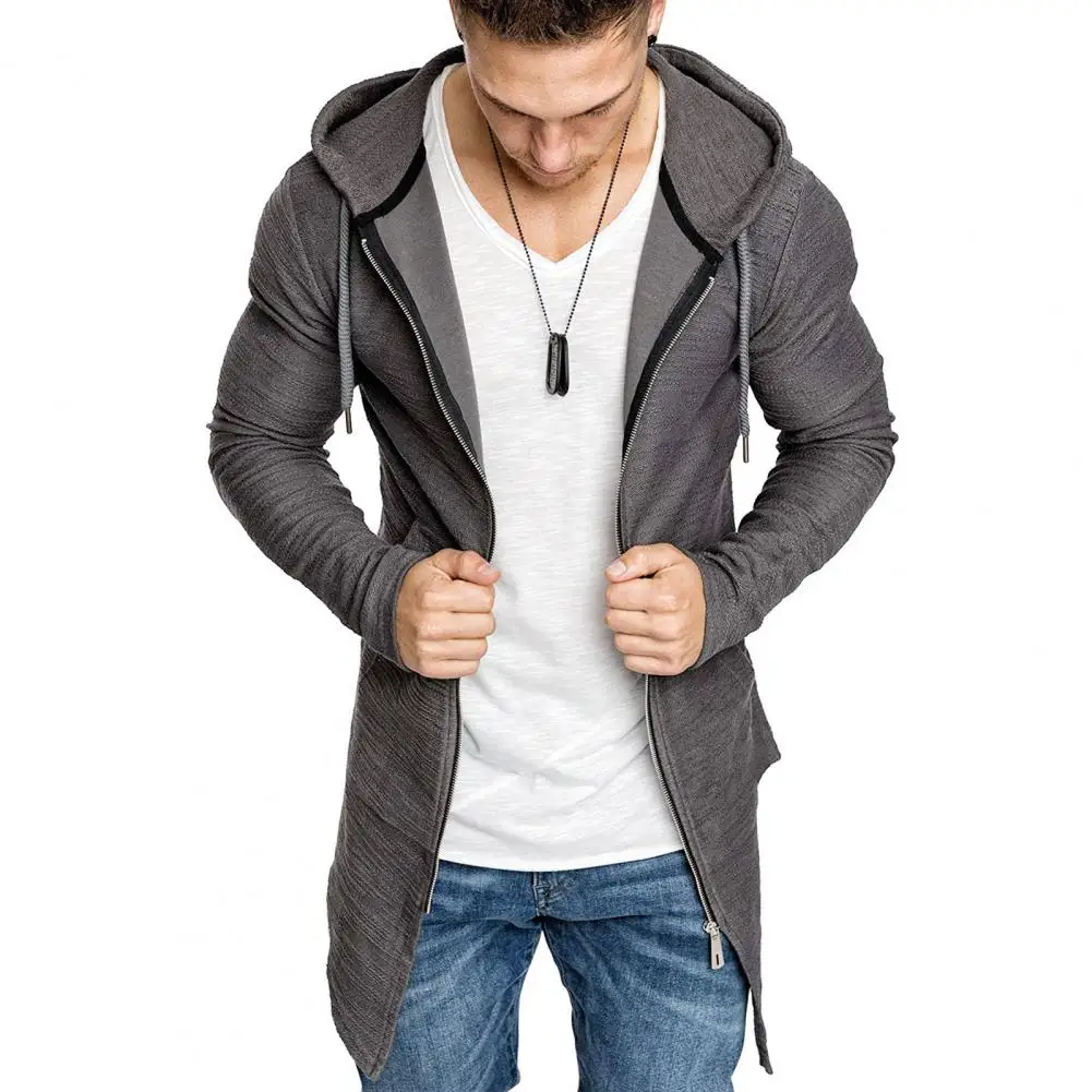 Male Solid Color Autumn Winter Slim Pure Color Cardigan Coat Men Coat Windproof