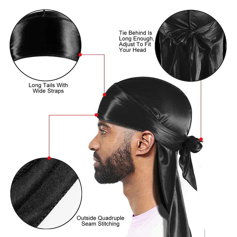 Outdoor Silky Durag for Men Durags Hats for Men Silky Velvet Durag