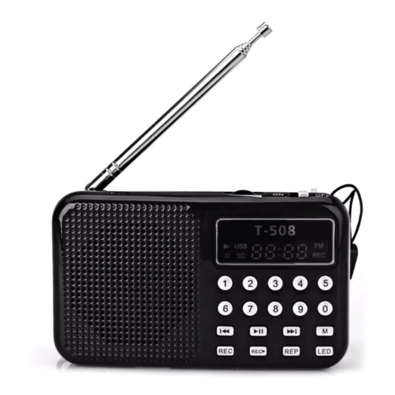 Mini Portable Radio Handheld FM Radio Supports USB TF MP3 Music Player Outdoor Indoor Speaker Rechargeable with Cable Dropship