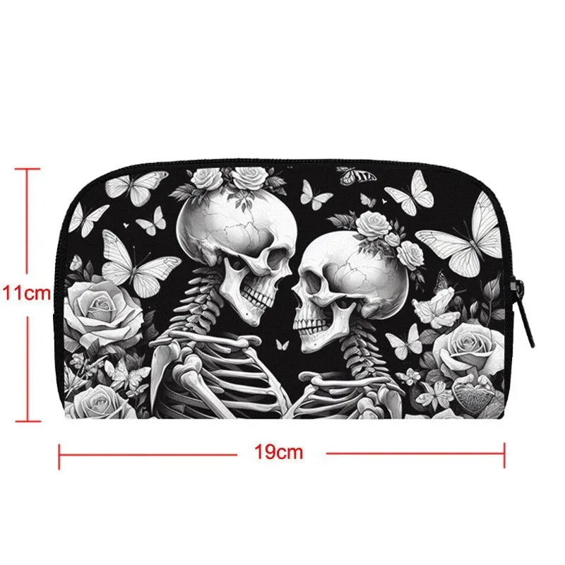 Watercolor Skull Rose Butterfly Print Wallet Skeleton Coin Money Bag Credit Card Holder Phone Organizer Clutch Long Wallet Gift 2
