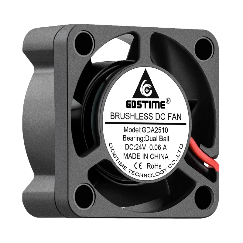 Gdstime 2510 Ventilador de Refrigeração cc 24v Mini Refrigerador com Rolamento Esférico 25 mm x 25x10 mm Pinos - Imagem 4