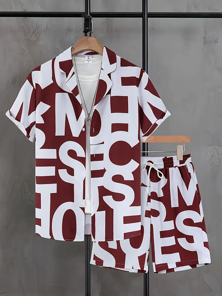 Hawaiian Outdoor Shorts For Men Casual Summer Shirt For Everyday Men Short-sleeved Shirt And Beach Shorts Set Fashion Printing 2