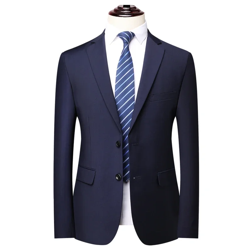 Men's Fashion Business Solid Color British Style Professional Work Groom Wedding Dress Blazer Jacket