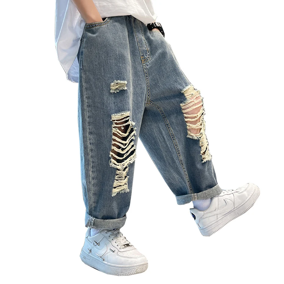 

MODX Jeans Boy Big Hole Jeans Boys Casual Style Kids Ripped Jeans Spring Autumn Clothes For Boys 6 8 10 12 14