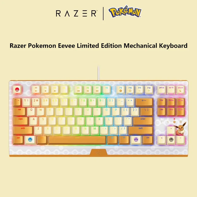 

Razer Pokemon Eevee Limited Edition BlackWidow V3 Tenkeyless Wired 87 Keys Compact Mechanical Gaming Keyboard - Green Switch