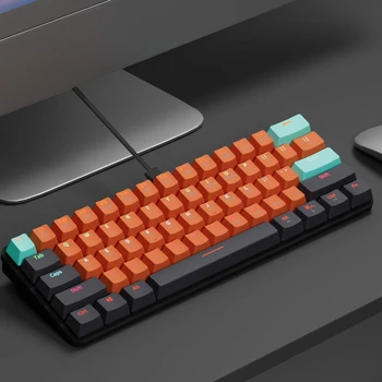 MUCAI MKA610 USB Mini Mechanical Gaming Wired Keyboard Red Switch 61 Key Gamer for Computer PC Laptop Detachable Cable 7