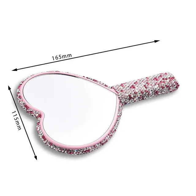 Miroir de maquillage à main en diamant, miroir en forme de cœur d'amour, poignée féminine, outils de beauté cosmétiques, miroir de maquillage pour filles 3