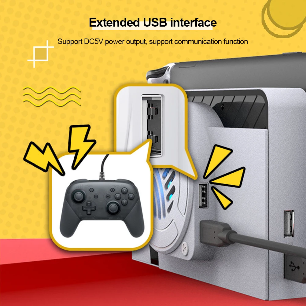 Turbo Radiator Game Console Base Cooler Charger Dock Cooler with Light Dock Cooling Fan for Nintendo Switch OLED Accessories
