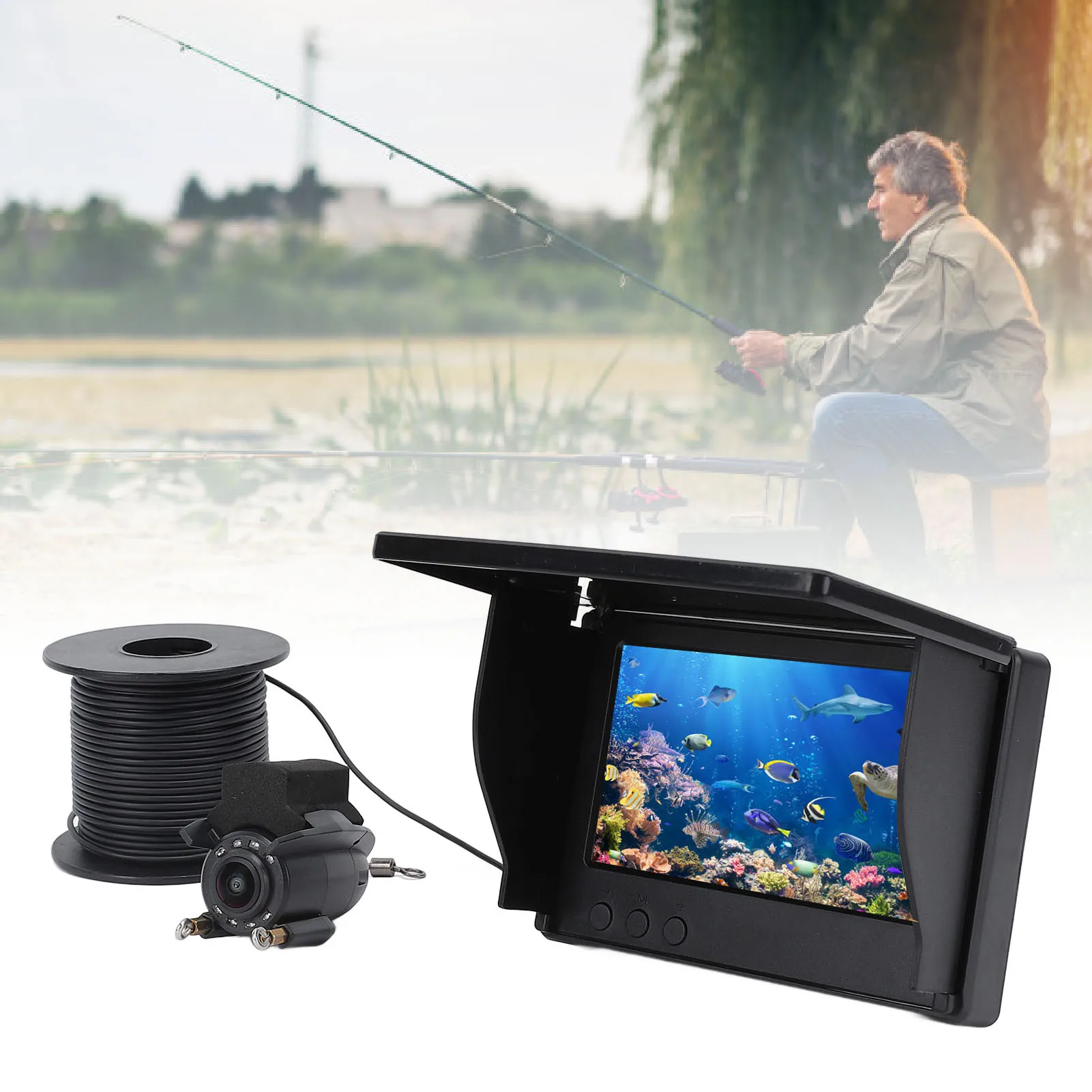 Caméra de pêche avec éclairage 500W et capteur HD 1080P pour pêche sur glace précise