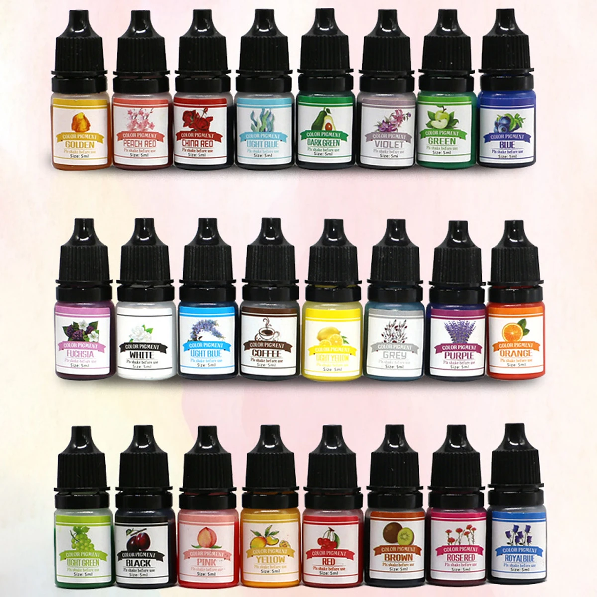 Epoxy Pigment 24 Colors 5ml Epoxy Resin Dye Liquid Resin Colorant for Art Paint Jewellery Crafts Coloring
