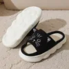 Smile 2024 Summer New Non-slip Breathable Sweat-absorbing Linen Slippers Women Thick-soled Four-season Cotton And Linen Slippers 6