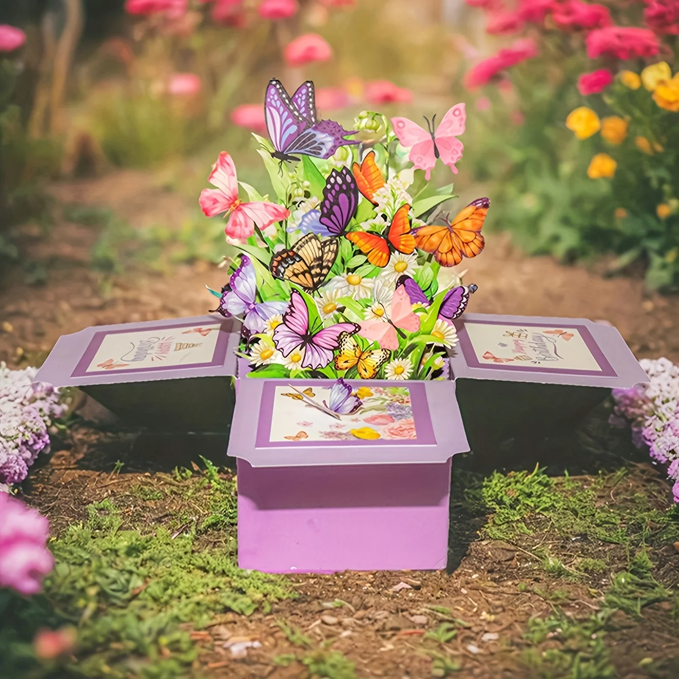 3D Purple Butterfly Gift Box with Greeting Card, 3D Pop-up Design, Ideal Birthday Party Gift for Friends