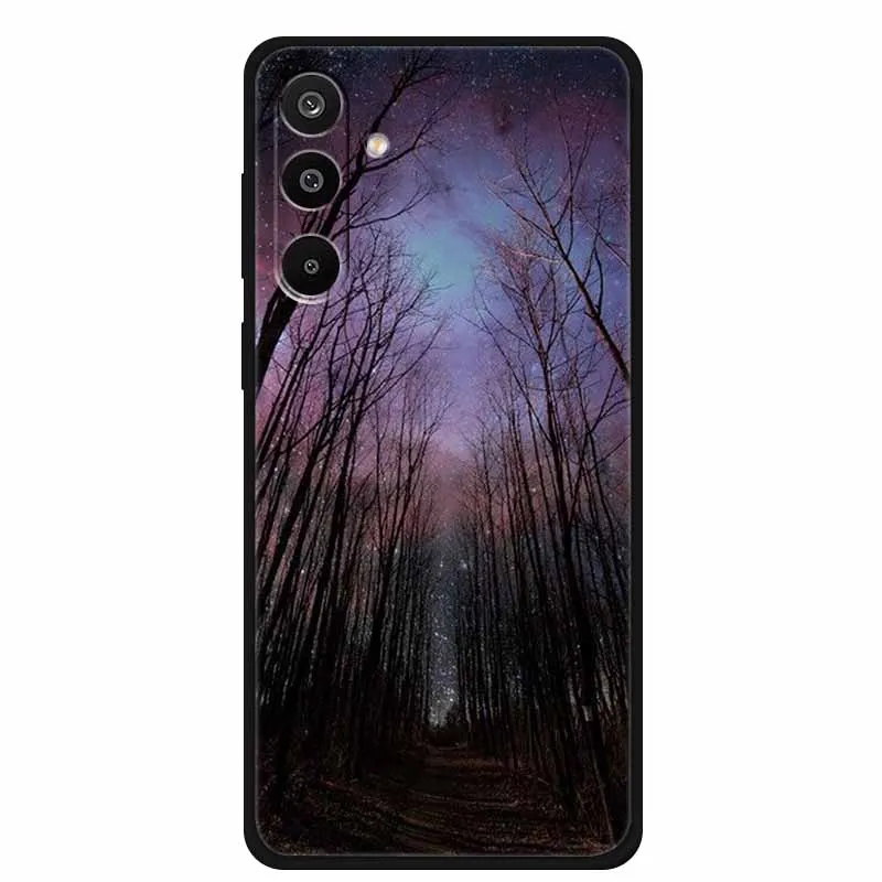 Floral Printed Silicone Phone Case - Black TPU Cover