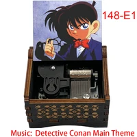 Anime Detective Conan Black Wooden Music Box Melody Kimi Ga Ireba Clockwork Type Movement Office Home Decoration Ornaments 2
