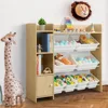 Toy Organizer with 8 White Plastic Bins,Storage Cabinet for Messy Items,Perfect Toy Storage Solution,for Toddler Room Organizers 1