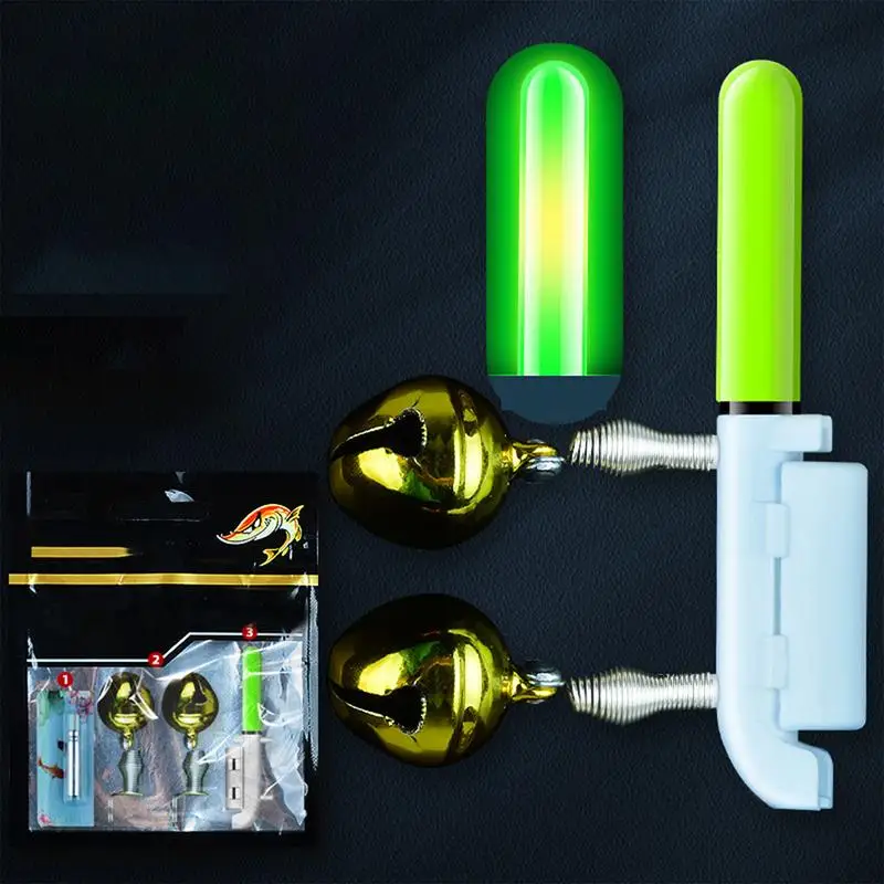 Fishing rod light Clip Fishing Light Stick Rod Bell USB Charge Luminous Tackle Night Bright Lamp Fish Bell Alarm Indicator Ring
