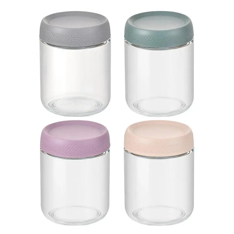 

Glass Storage Jars With Airtight Lids 4 Pack Mason Salad Jars Glass Food Storage Containers Stackable Food Grade Sealed Tank