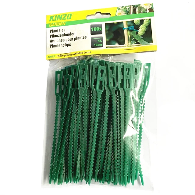 100 db Kerti Kábelkötegek Újrahasznosítható Virághuzal-Zöld Önzáró Állítható Multifunkcionális Reteszelő Növényi Kiegészítők - Image 4