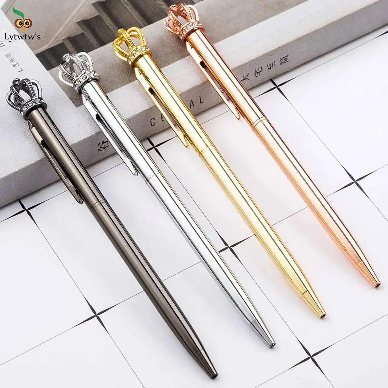Crystal Shiny Metal Crown Ballpoint Pen School Stationery School Office Supplies multifunction ballpoint pen multifunctional pen ballpoint pen ball point pen 1 Piece