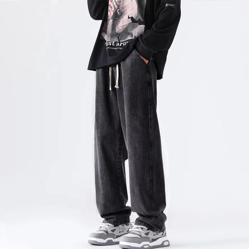 M-5XL Teenage Jeans Appear Slim and Loose Fitting Casual and Versatile Sportswear Pants Straight Leg Trendy Jeans 3
