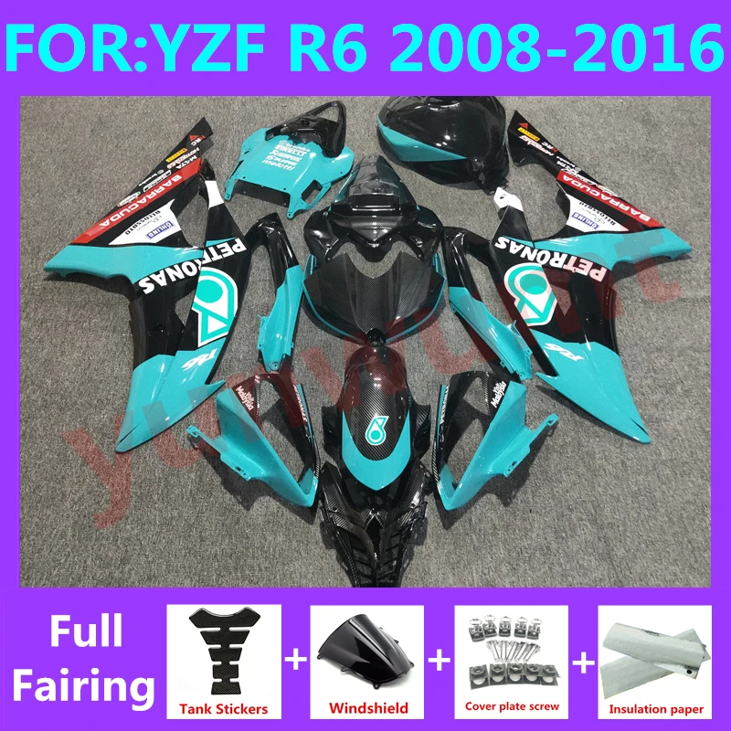 

Полный комплект обтекателей для мотоцикла, подходит для YZF R6 2008 2009 2010 2011 2012 2013 2014 2016 годов, Обтекатели для кузова из углеродного волокна