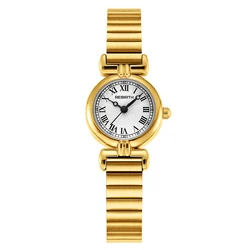 Women's Gold Stainless Steel Quartz Watch with Roman Scale Design (Gold)