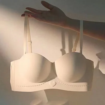 Sexy Half-cup Seamless Underwear Women's Small Breasts Gather Strapless No Steel Ring To Close Breasts Beautiful Back Ladies Bra 1
