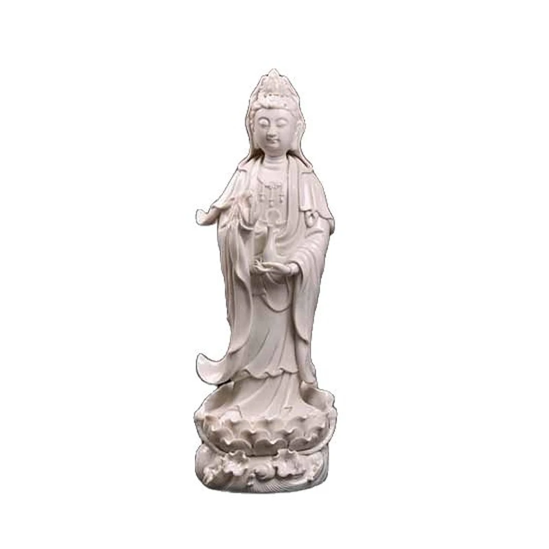 

Guanyin Nanhai Bodhisattva Ceramic Buddha Statue, White Porcelain Sculpture, Office Decoration
