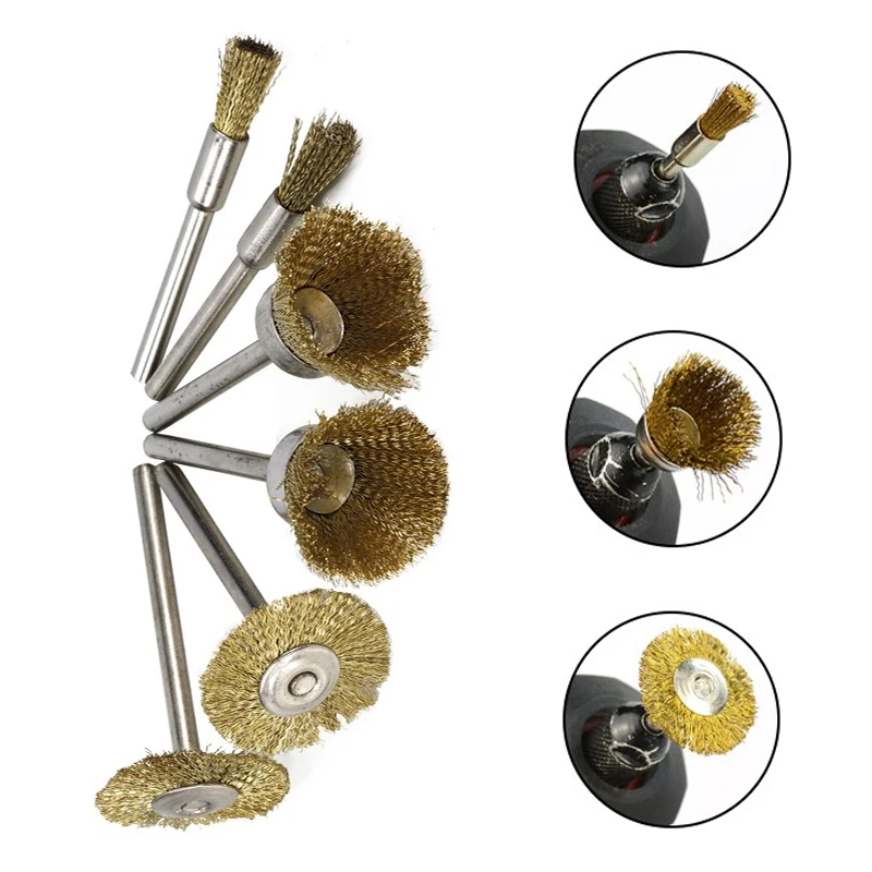 15PCS Wire Brush Wheel Polishing Rust Removal Tool Dremel Attachments Shank  3mm