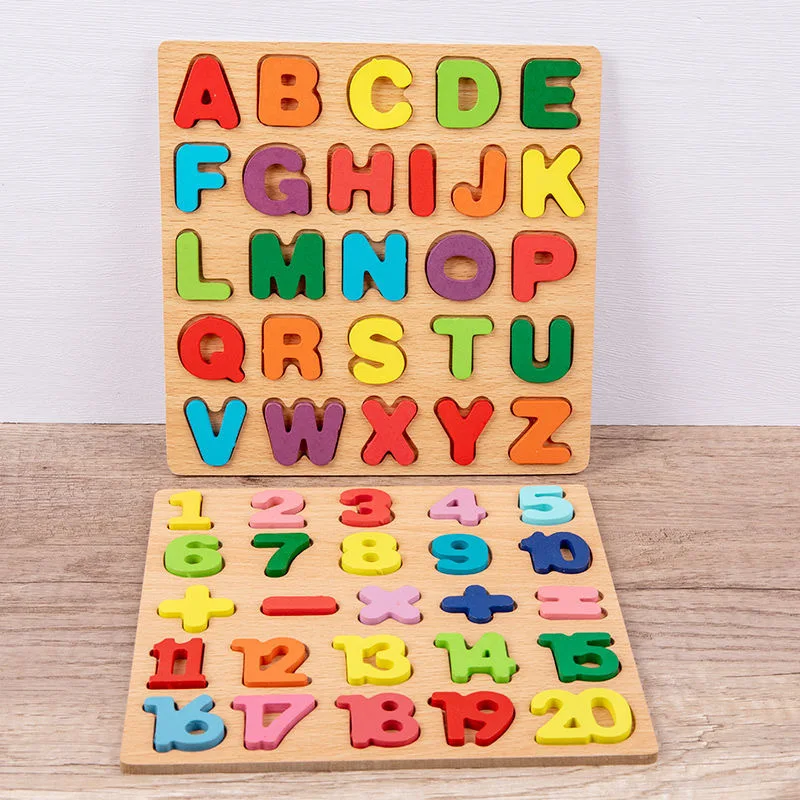 Wooden Alphabet Puzzle Board Number Wooden Puzzle Educational Toy for Toddlers Kids Learning Toy