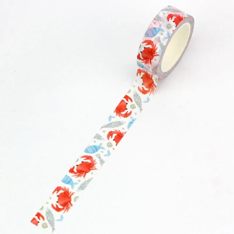 NEW 1PC 10M Decor Nautical Borders Crab and Fish Set Washi Tape for Scrapbooking Craft   Masking Tape Cute Journal Stationery 3