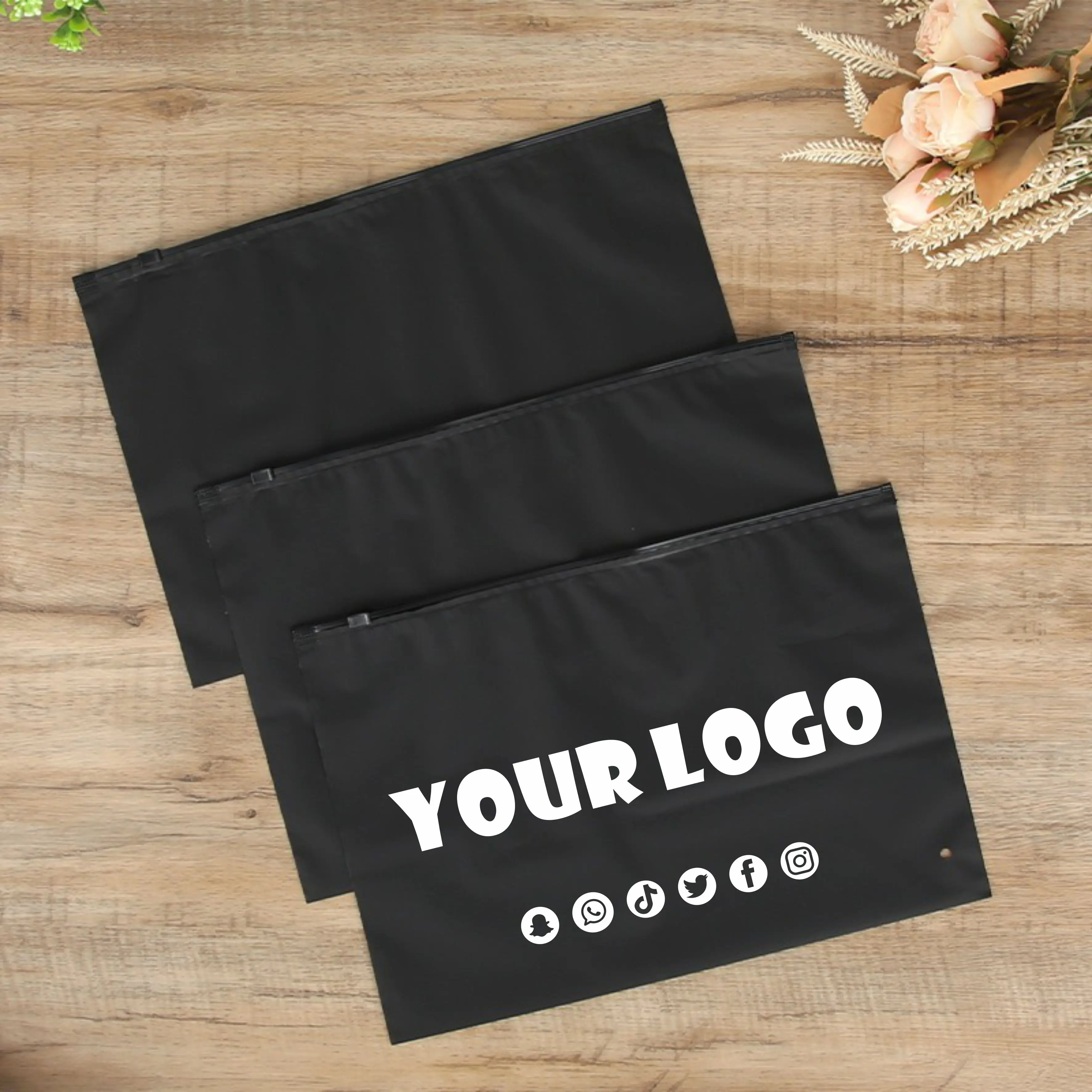 Zipper Packaging Bag, Lingerie Frosted Bag, Bra, Bikini, Shorts, Towel, Printed, Fashion, 100Pcs