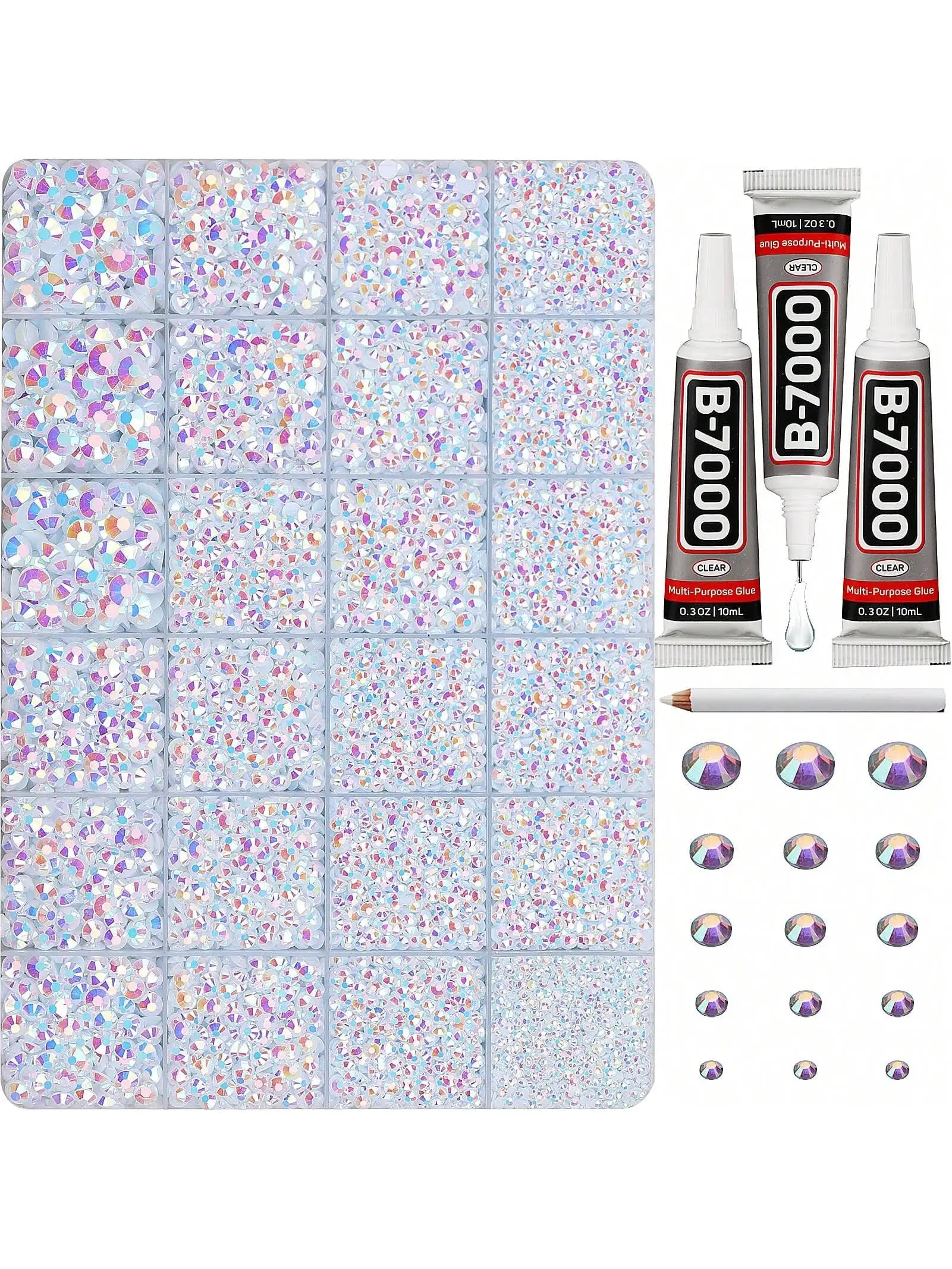 24 Grid Royal Blue Resin Rhinestones 2,3,4,5mm Flatback for Bedazzling Crafting Crafts Clothing Clothes Fabric Shoes Nail Art