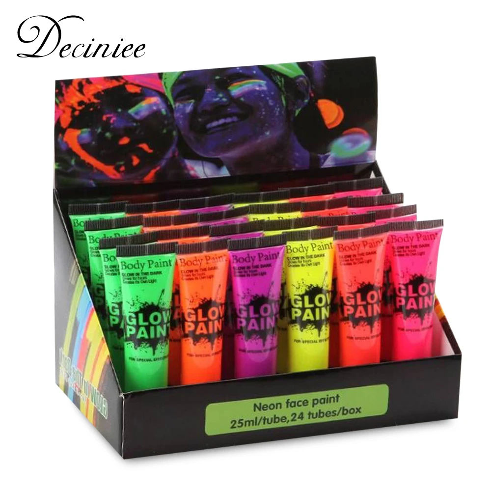 6/24pcs Body Art Paint Neon Fluorescent Party Festival Halloween