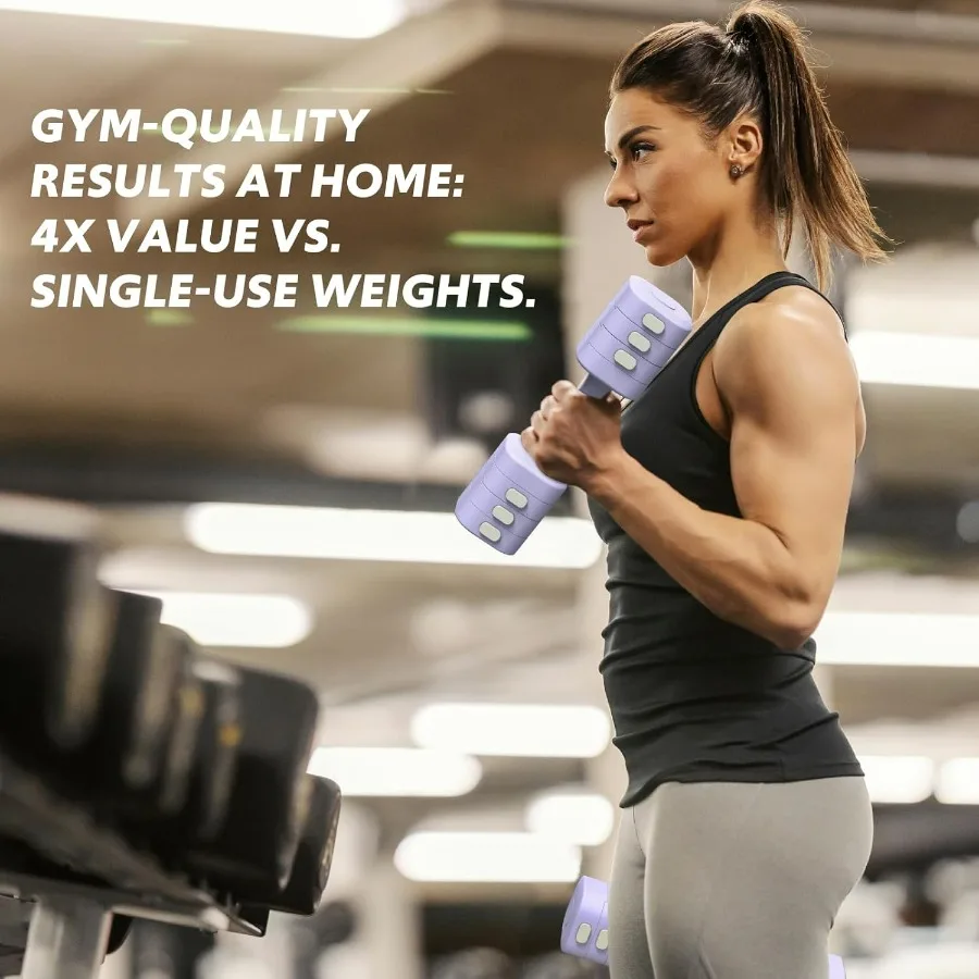 Adjustable Dumbbell Set of 2, 4 in 1 Free Weights Dumbbells Set for Women with Fast Adjustment, Each 2lb 3lb 4lb 5lb Hand Weight