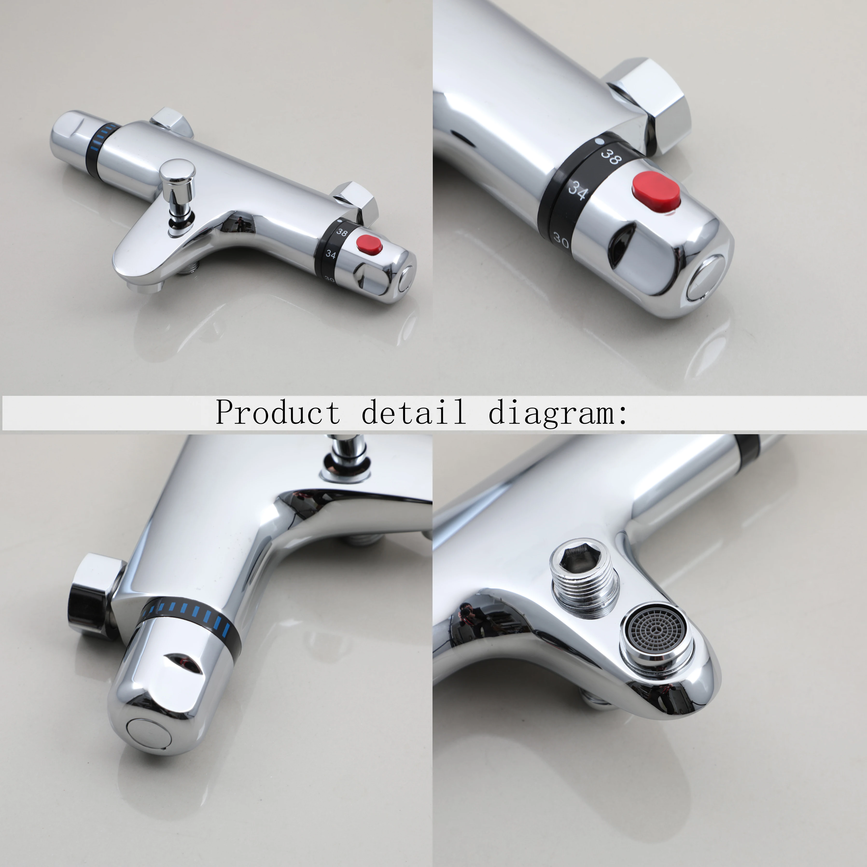 Bathroom Shower Faucet Set KEMAIDI Thermostatic Bathroom Shower Faucet Wall Mounted Bathtub Hot Cold Water Mixer Constant Temperature Mixing for Bath