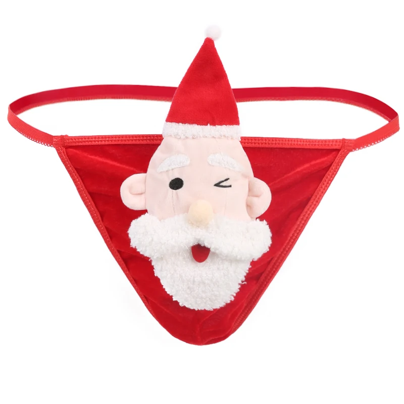 Underwear Men Sexy Bugle Pouch Santa Claus Doll Christmas Thong Man Erotic Lingerie G String Panties Performance Costume