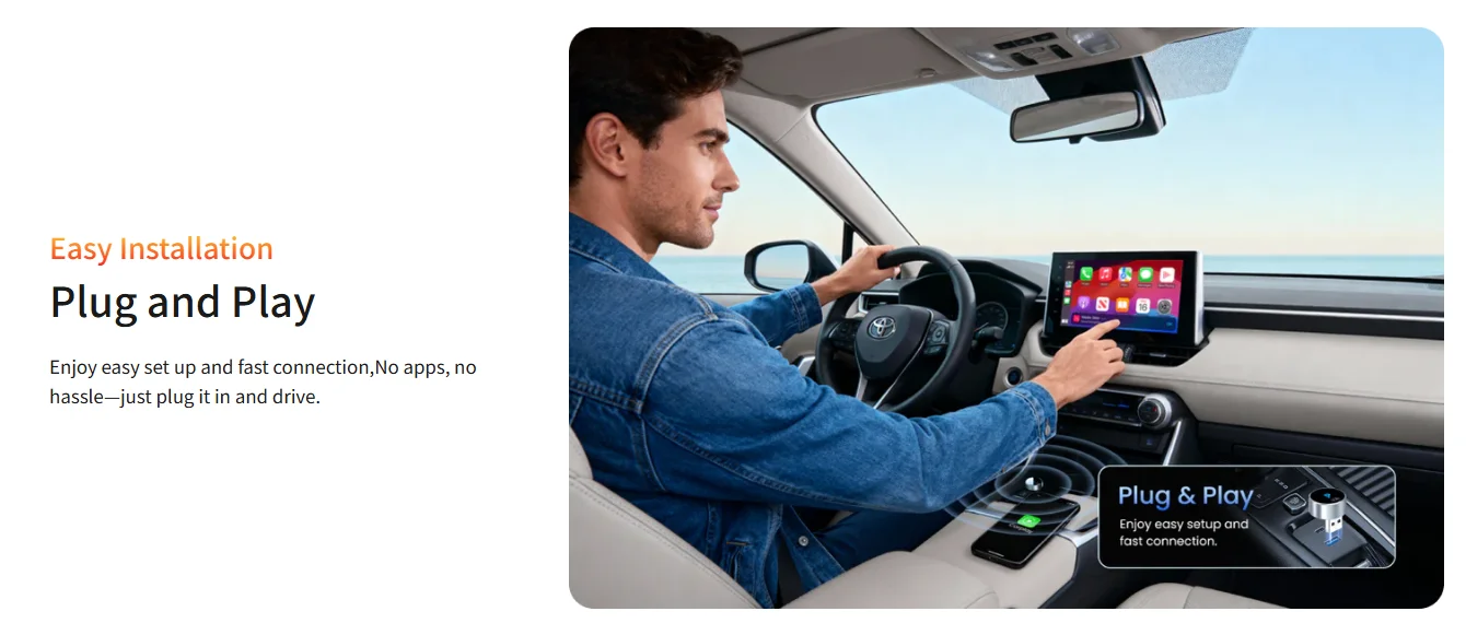 Getpairr MINI Wireless Carplay Adapter Android Auto Doppel WIFI Auto Reconnect Plug & Play Unterstützt Zwei Telefone Für Volvo Benz Kia – Detail 4