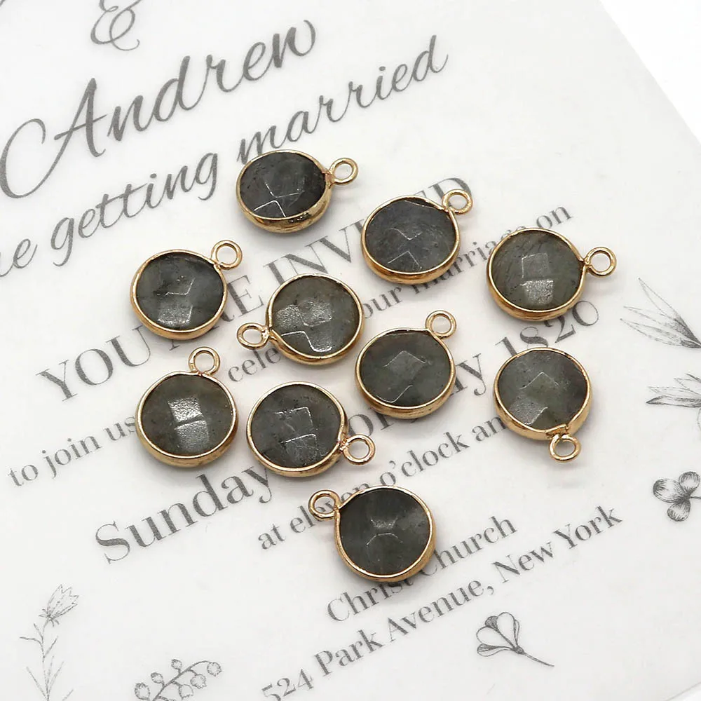 

Natural Stone Pendants for Jewelry Making DIY Earrings Necklace Bracelets Small Facet Round Glitter Stone Charms Accessories